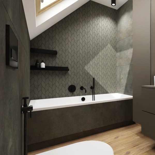 Łazienka na poddaszu z wanną!