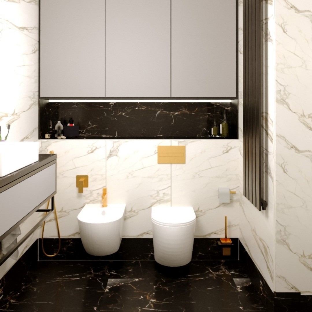 Czarno-biała klasyka w projekcie toalety!