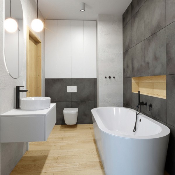 Nowoczesna łazienka z zasłonami!