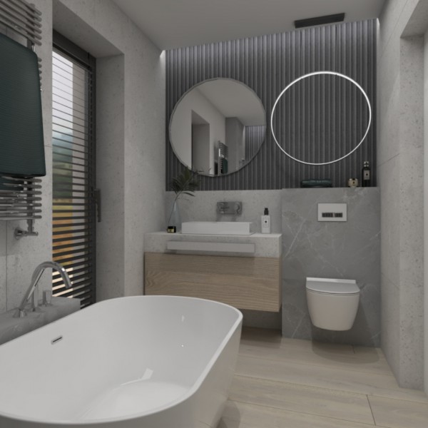 Kabina walk-in i wanna wolnostojąca w małej łazience!