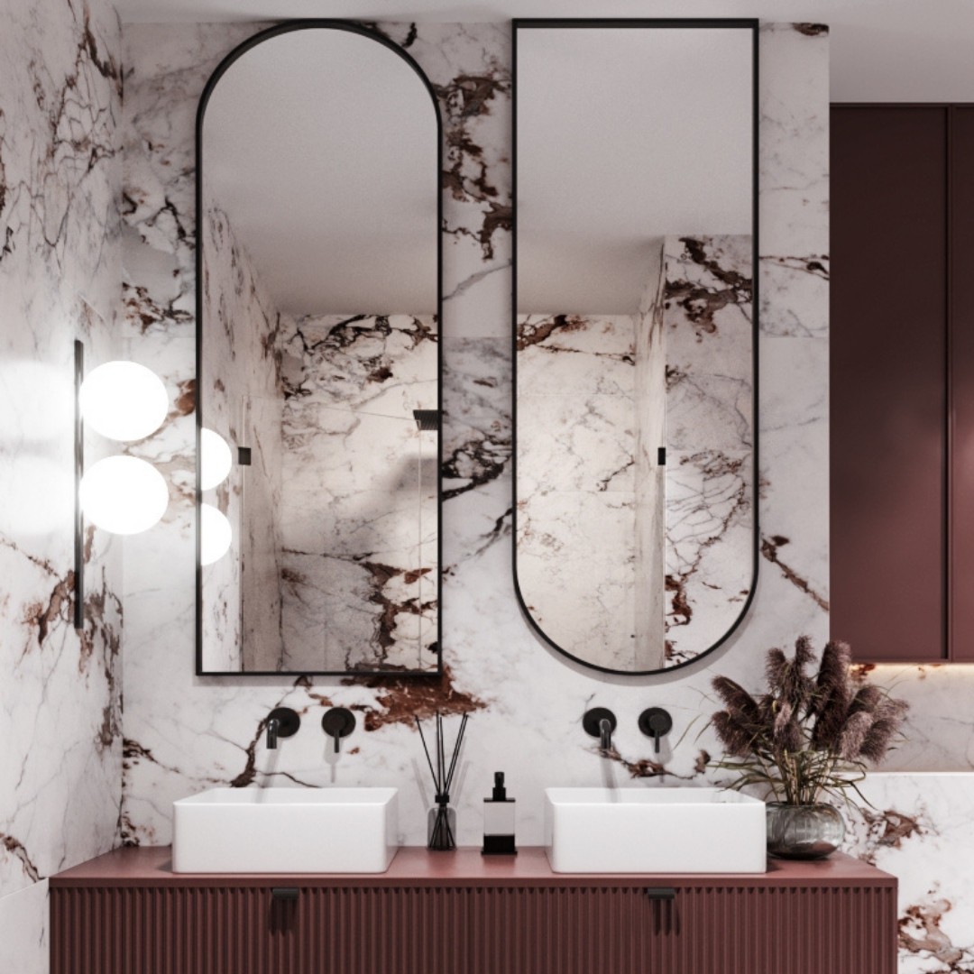 Łazienka w bloku w kolorze marsala!