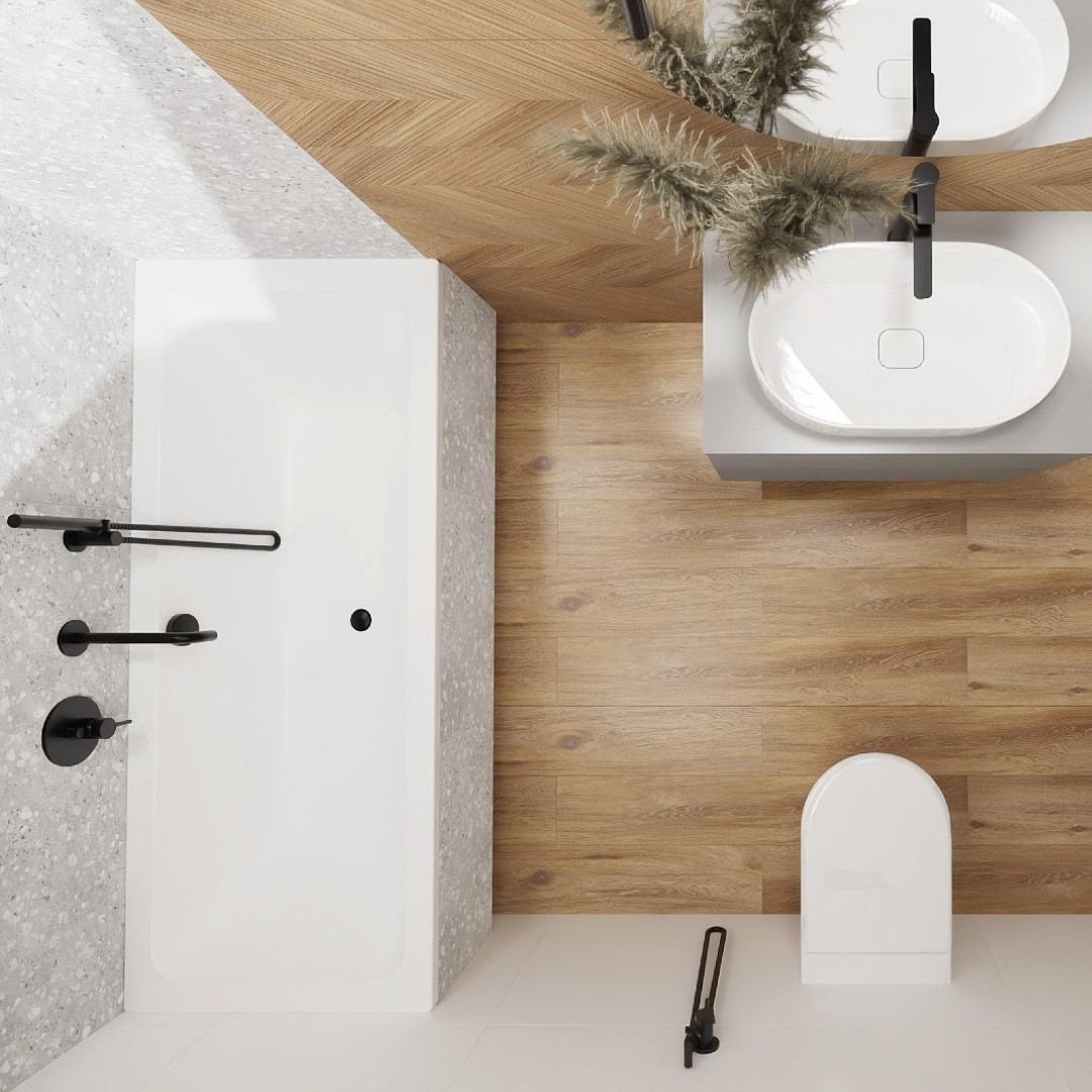 Jasna łazienka na poddaszu z wanną!