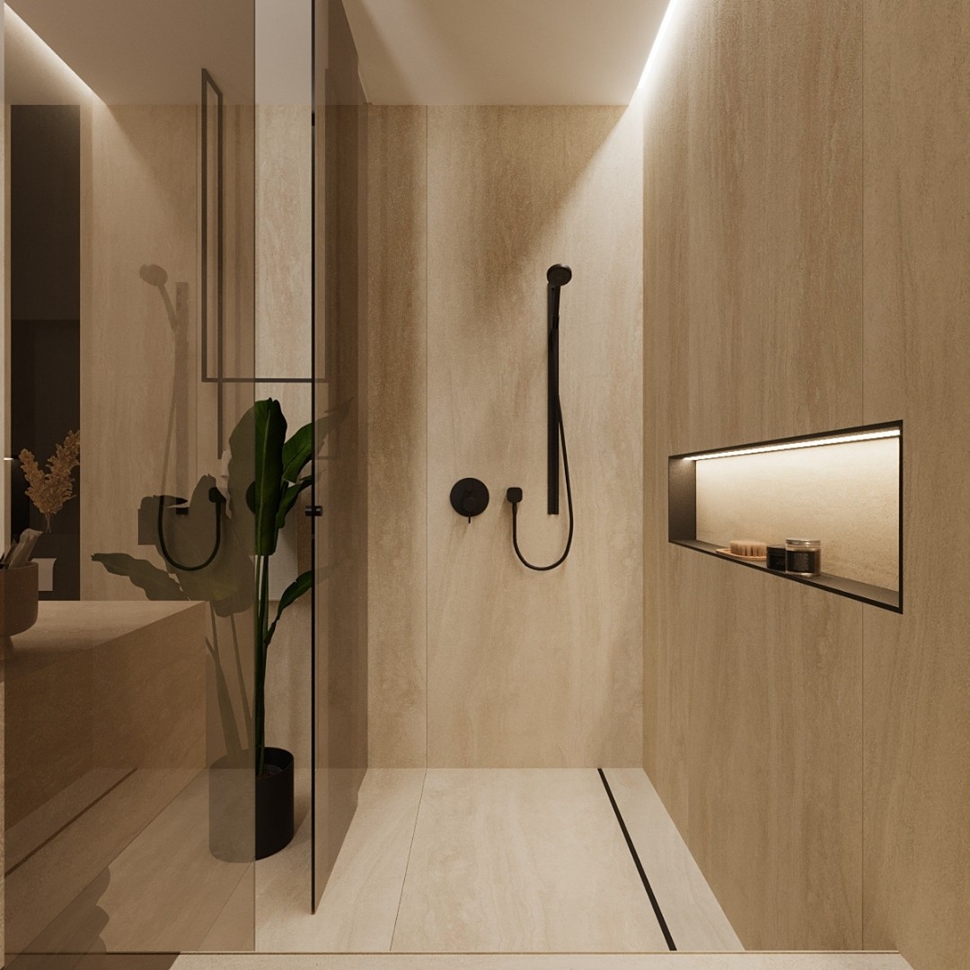 Minimalistyczna łazienka w beżowym kolorze!