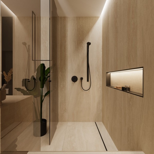 Minimalistyczna łazienka w beżowym kolorze!