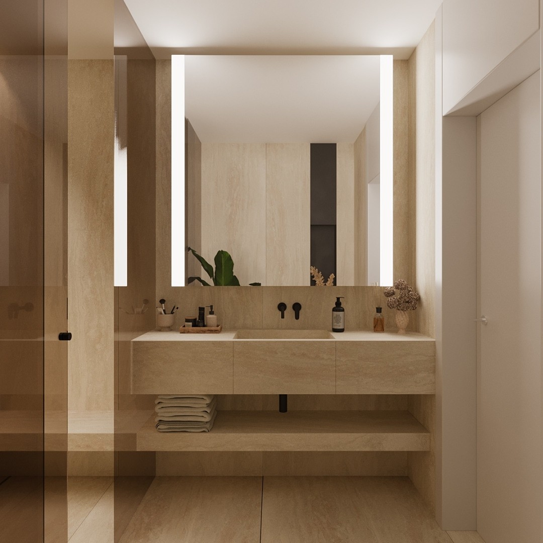 Minimalistyczna łazienka w beżowym kolorze!