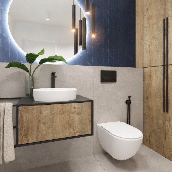 Toaleta dla gości z czarną armaturą!