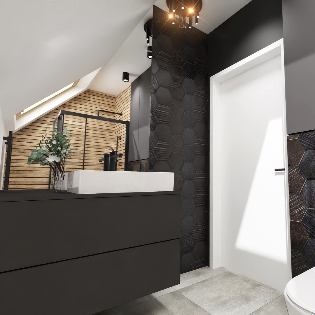 Mała łazienka na poddaszu z prysznicem!