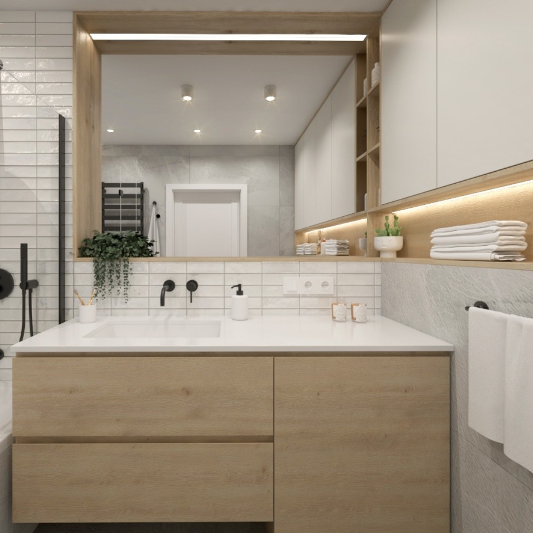 Projekt łazienki z wanną w stylu skandynawskim!