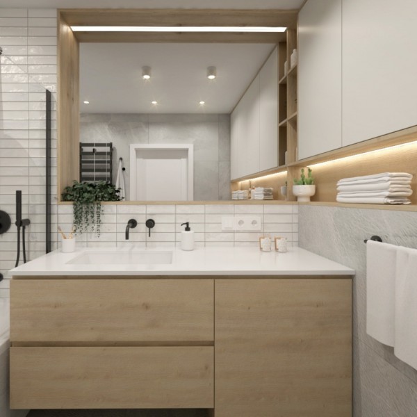 Projekt łazienki z wanną w stylu skandynawskim!