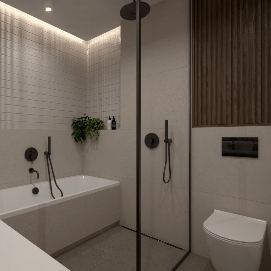 Mała łazienka z wanną i prysznicem!