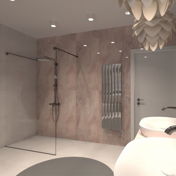 Kobieca łazienka w odcieniach różu i szarości!