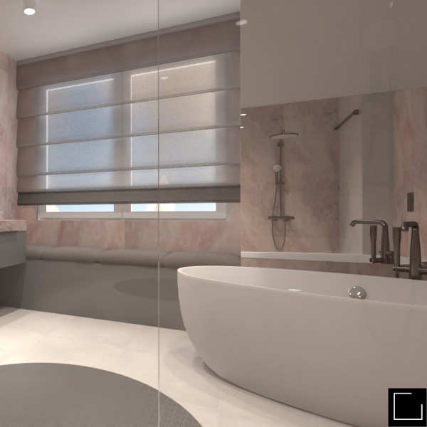 Kobieca łazienka w odcieniach różu i szarości!