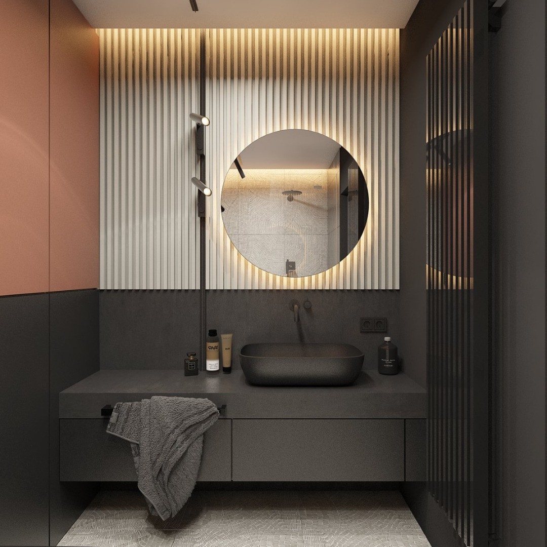 Czarna łazienka z wanną z parawanem!