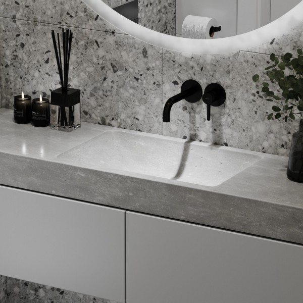 Czarne baterie łazienkowe z projekcie toalety!