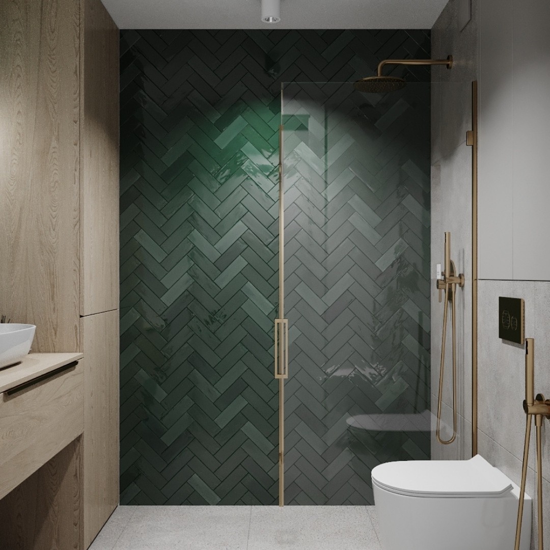 Kabina prysznicowa ze złotą armaturą!