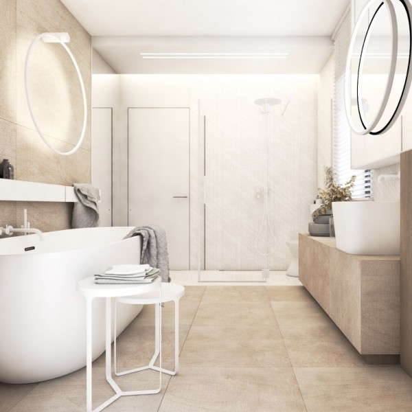 Białe baterie łazienkowe w nowoczesnej łazience!