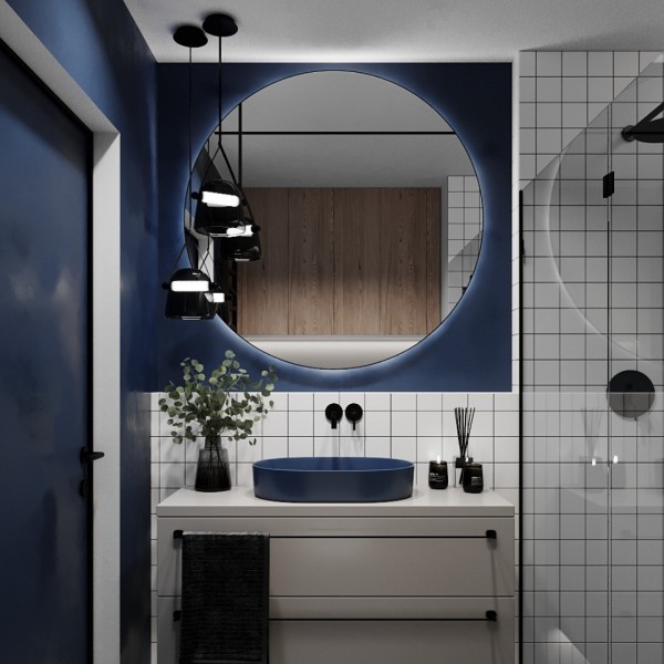 Nowoczesna łazienka z granatowym akcentem!