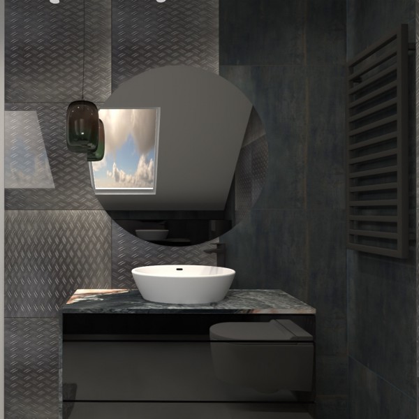 Czarna łazienka z wanną i prysznicem na poddaszu!