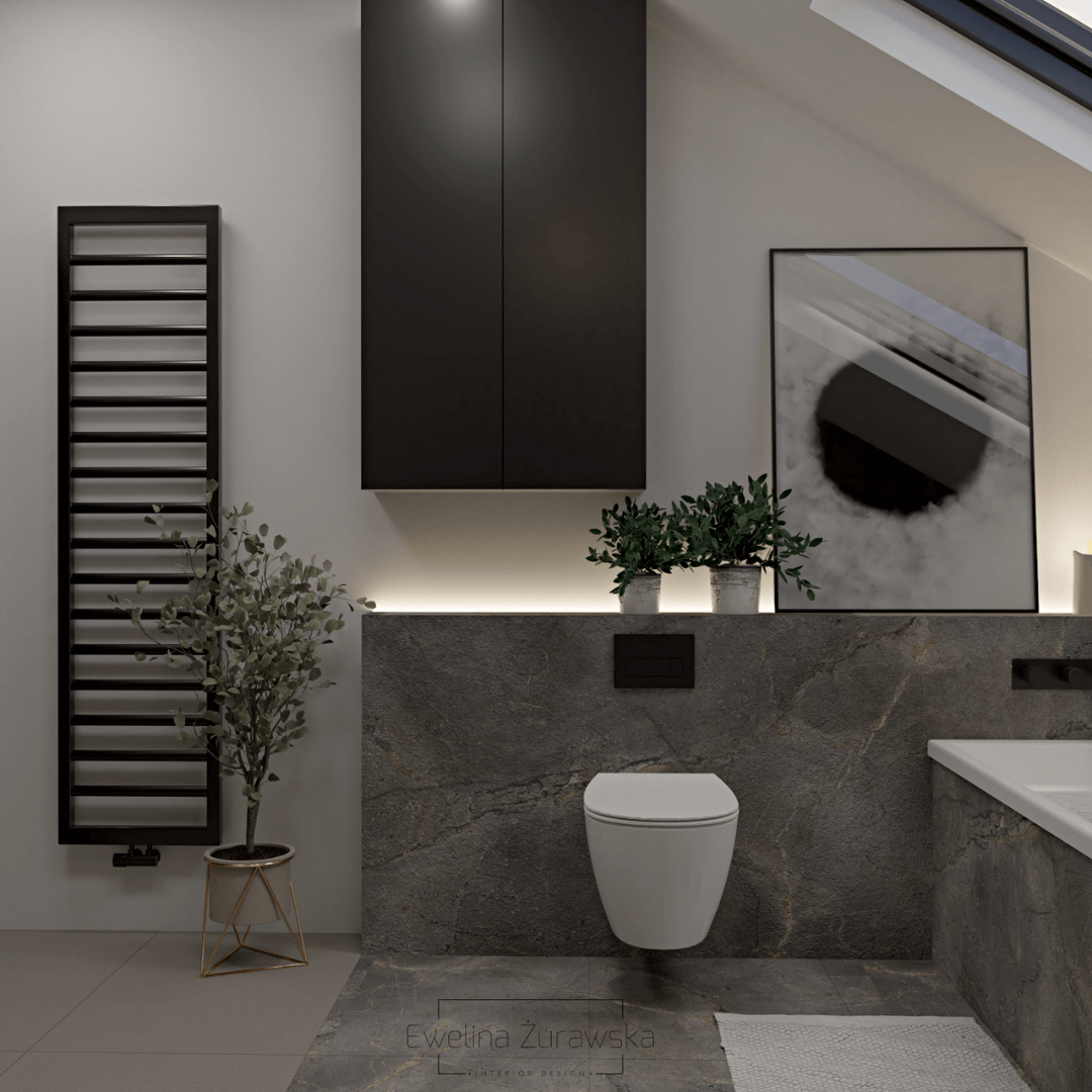 Łazienka na poddaszu z kabiną w stylu industrialnym!