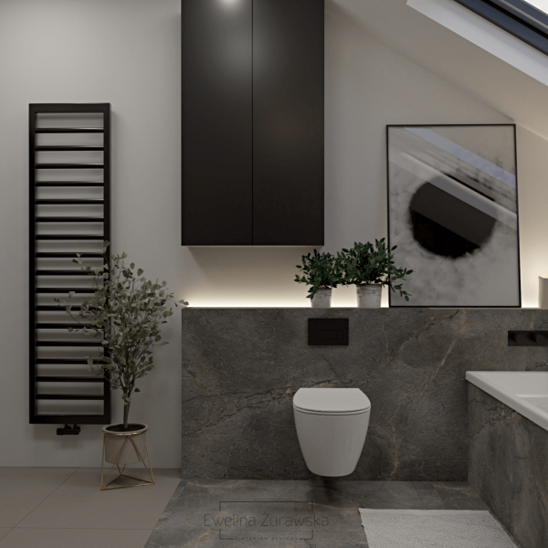 Łazienka na poddaszu z kabiną w stylu industrialnym!