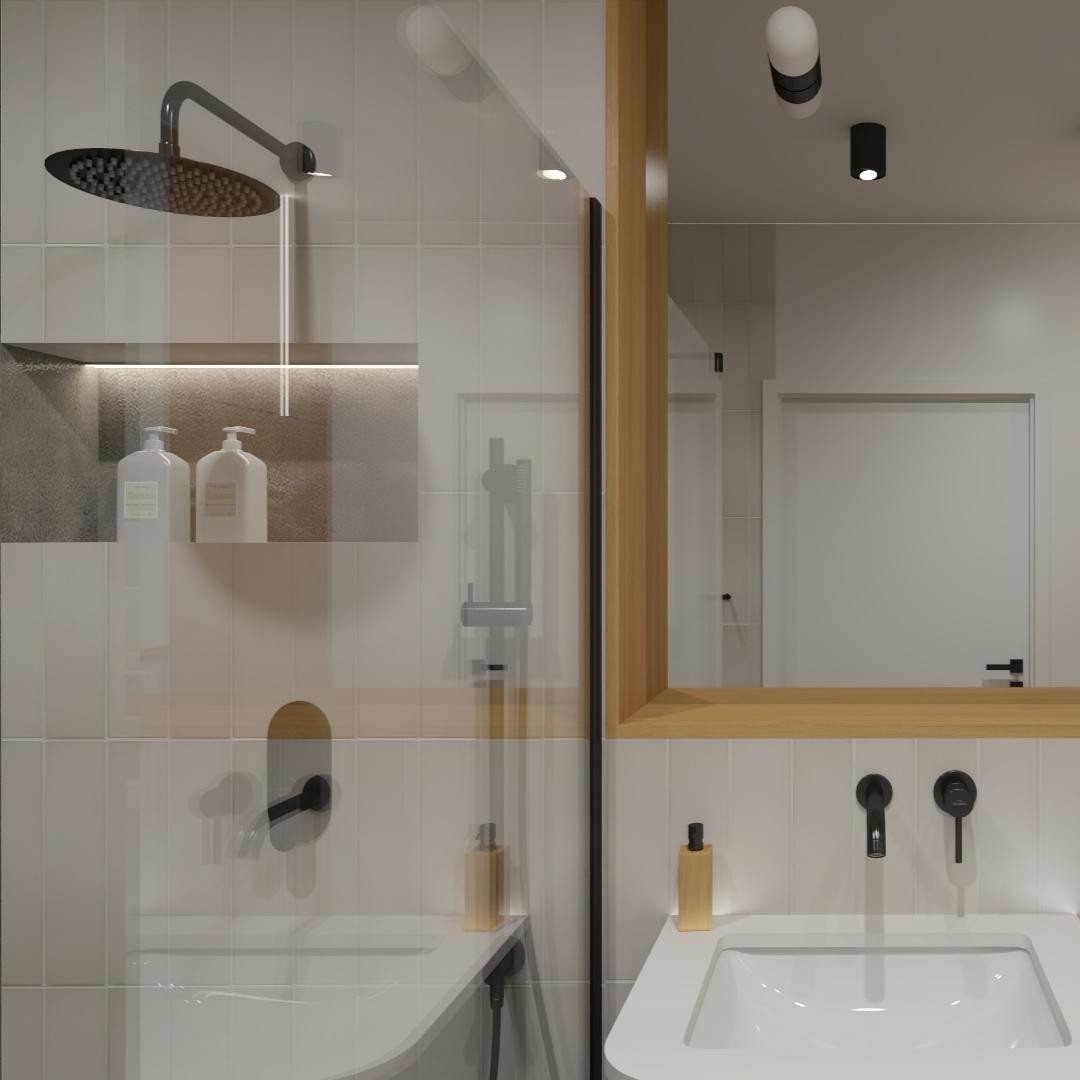 Mała łazienka w bloku z prysznicem walk-in!