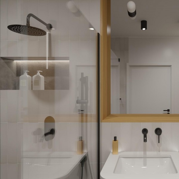 Mała łazienka w bloku z prysznicem walk-in!