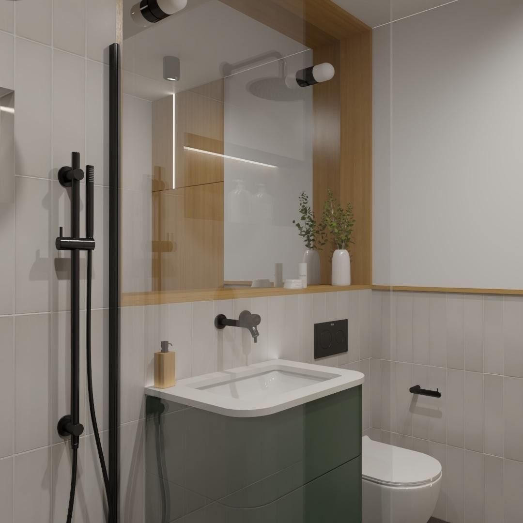 Mała łazienka w bloku z prysznicem walk-in!