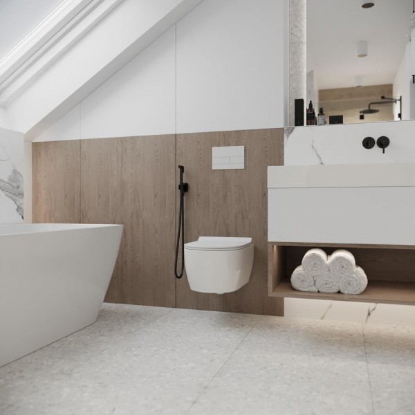 Biała łazienka dla gości na poddaszu!