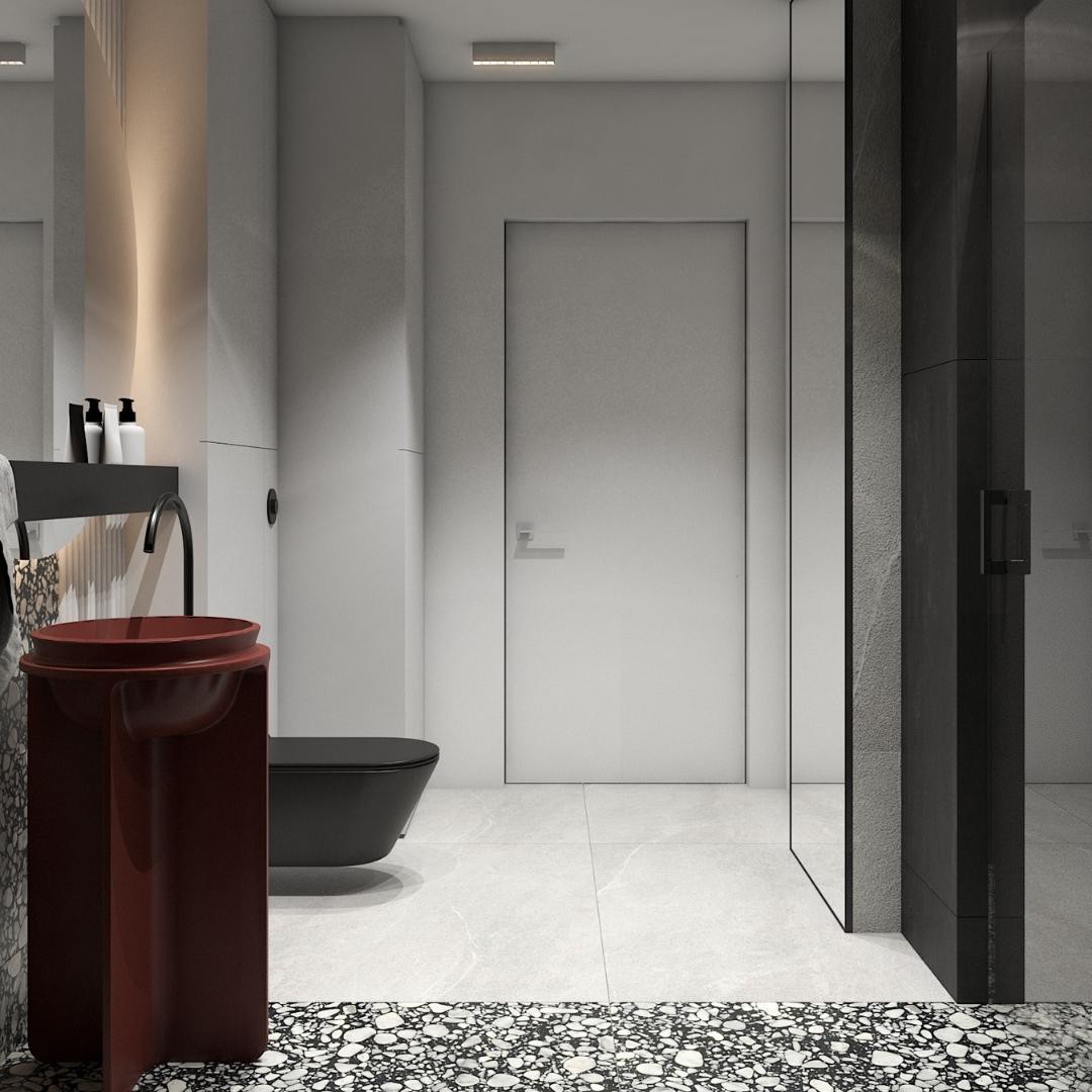 Nowoczesna łazienka z czarnymi ścianami!