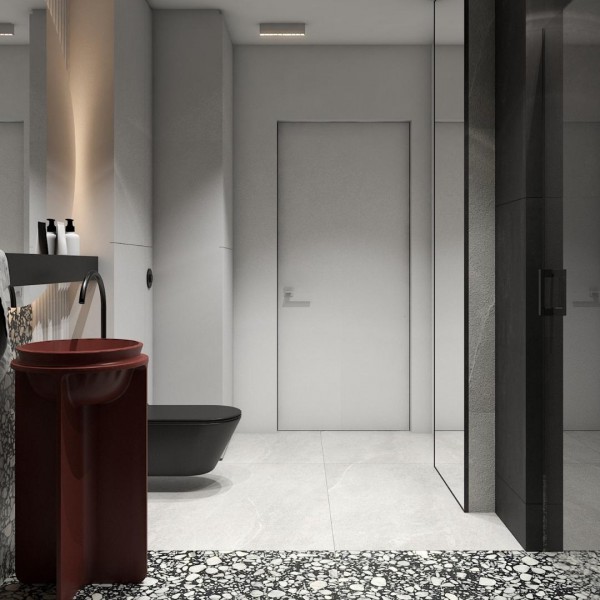 Nowoczesna łazienka z czarnymi ścianami!