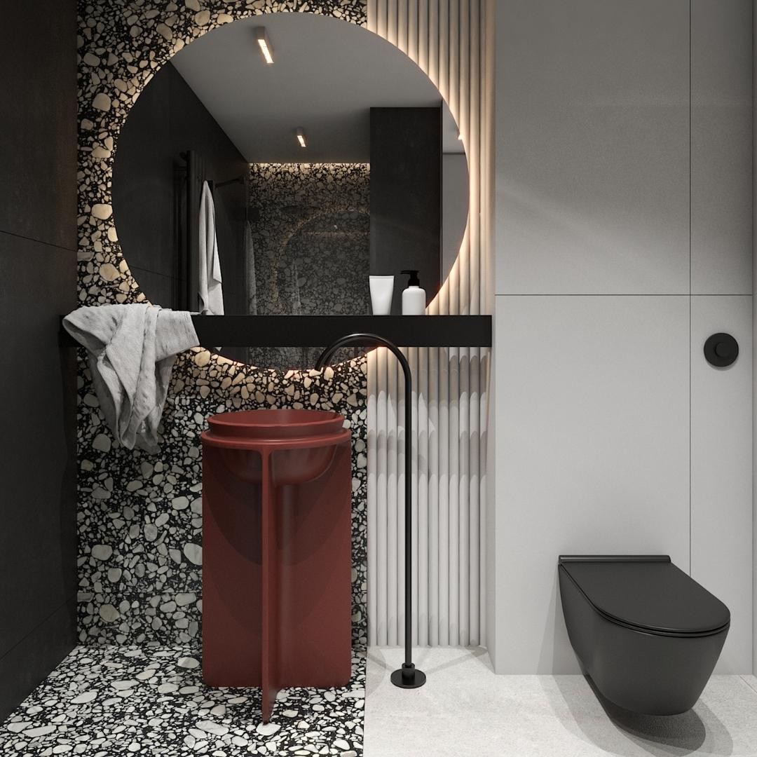 Nowoczesna łazienka z czarnymi ścianami!