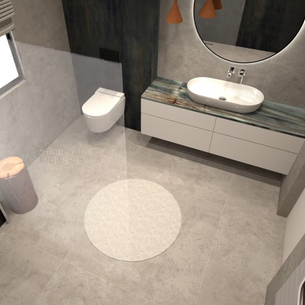 Drewno i beton w nowoczesnej łazience!