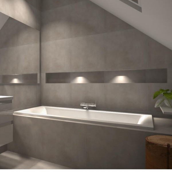 Szara łazienka na poddaszu z płytkami patchorkowym!