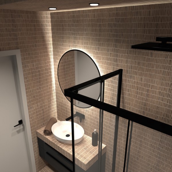 Czarna kabina prysznicowa w małej łazience!