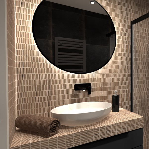 Czarna kabina prysznicowa w małej łazience!