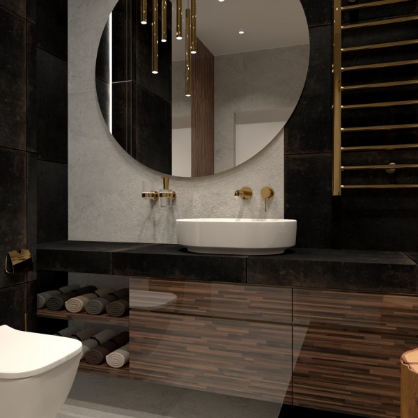 Biało-złoty Geberit w nowoczesnej łazience!