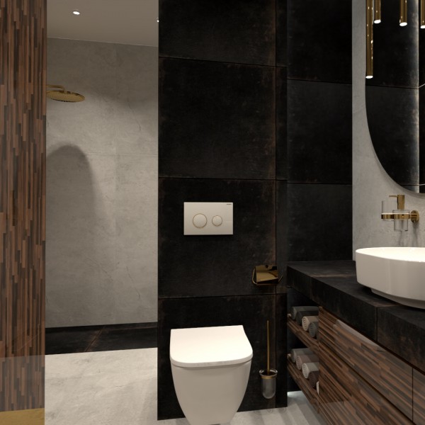 Biało-złoty Geberit w nowoczesnej łazience!