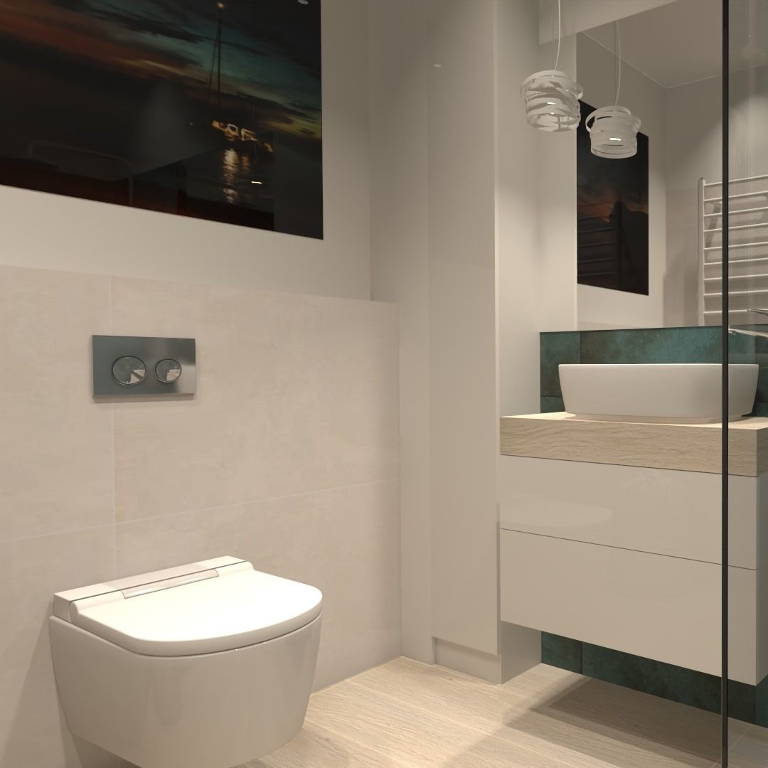 Nowoczesna łazienka z zielonymi płytkami!