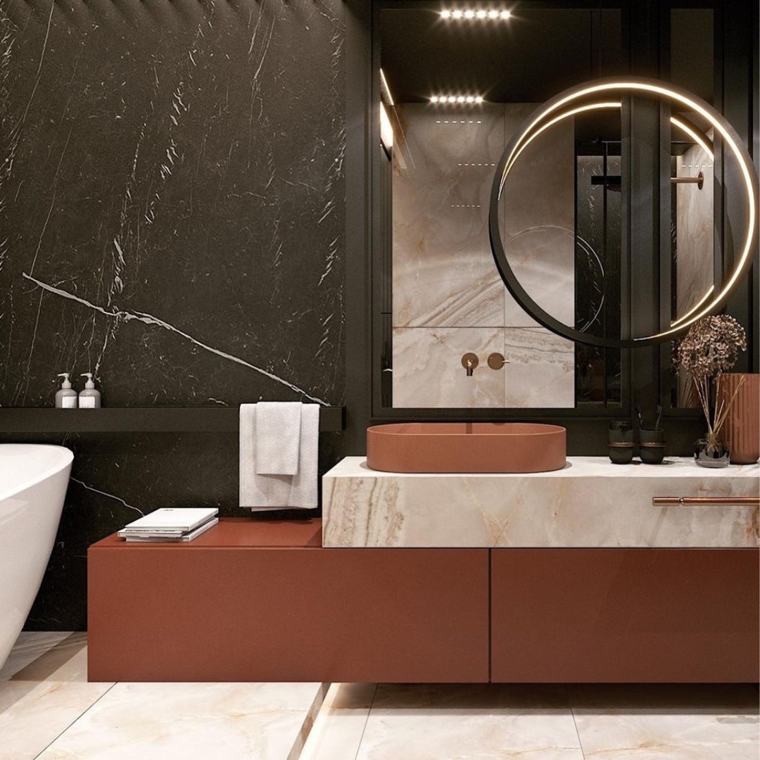 Minimalistyczna łazienka z ceglastym akcentem!