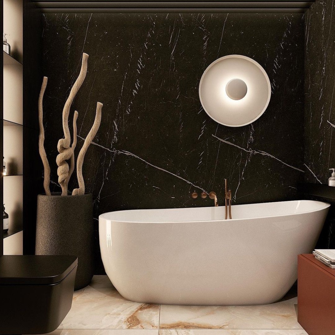 Minimalistyczna łazienka z ceglastym akcentem!