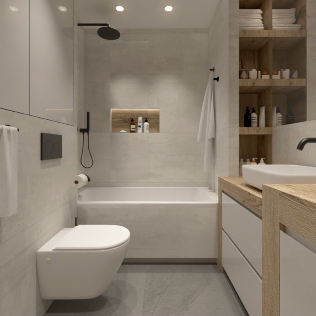 Wanna z parawanem w łazience w bloku!