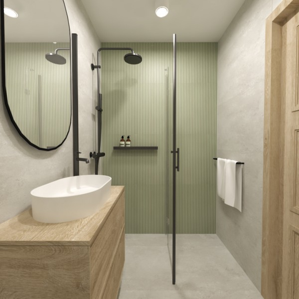 Zielona łazienka z prysznicem!