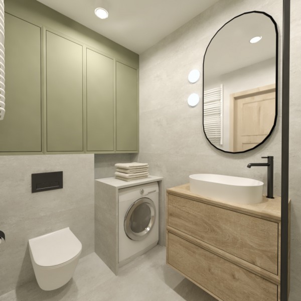 Zielona łazienka z prysznicem!