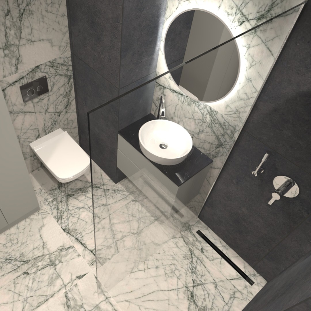 Kabina prysznicowa walk-in w minimalistycznej łazience!