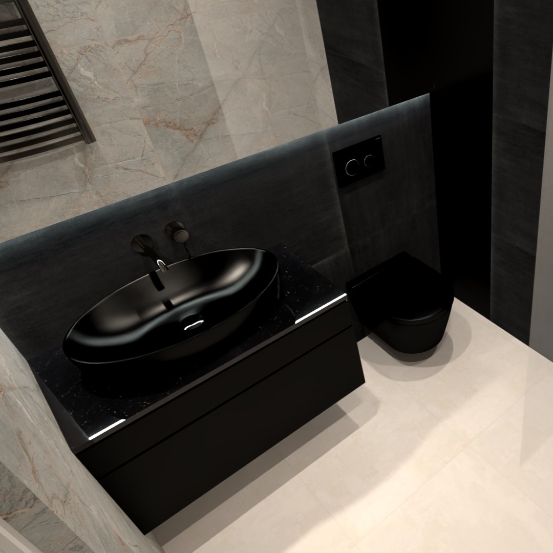 Minimalistyczna łazienka w czerni!