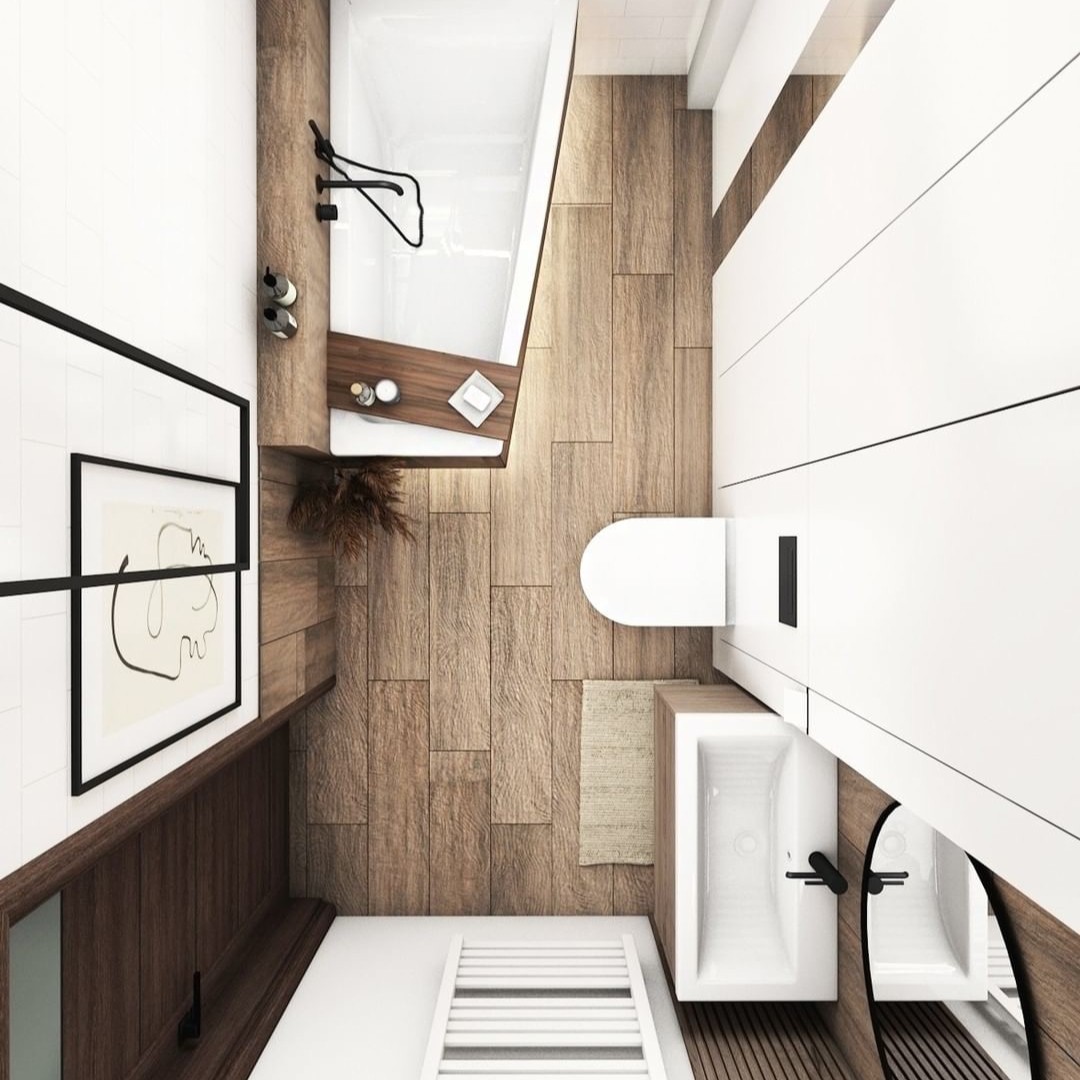 Asymetryczna wanna w małej łazience