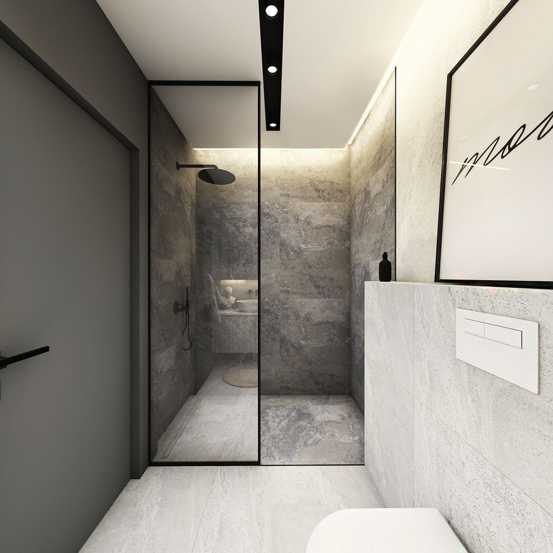 Kabina prysznicowa walk-in w małej łazience!