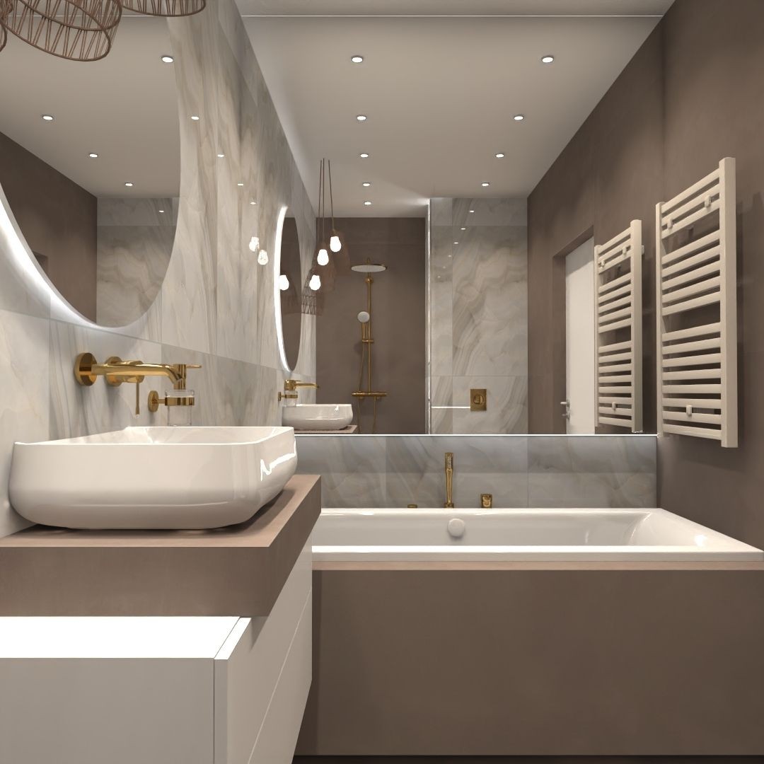 Dwie wersje kolorystyczne małej łazienki z wanną i prysznicem!