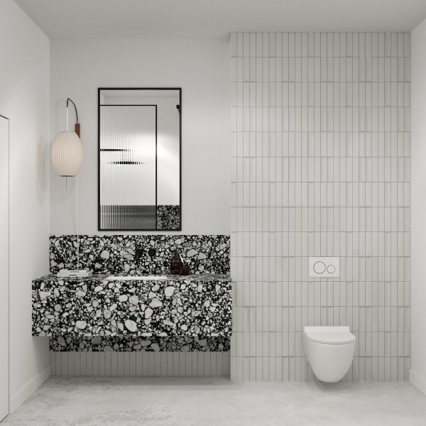 Wolnostojąca bateria wannowa w biało-czarnej łazience!