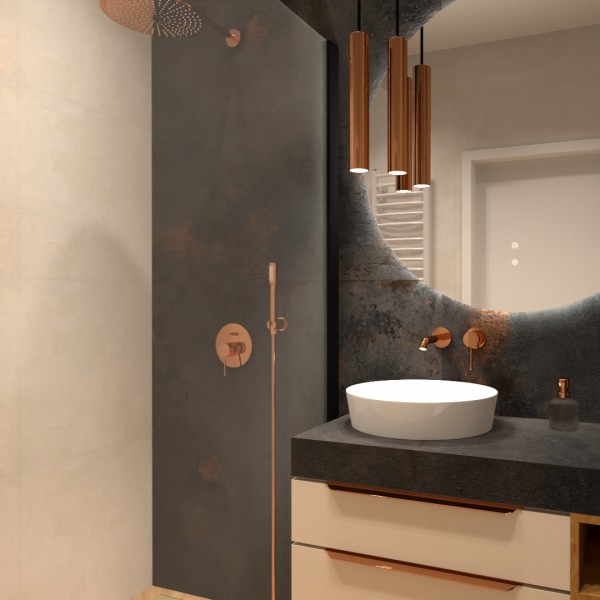 Łazienka bez okna z ciemnymi płytkami!